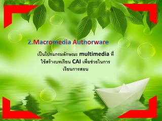 เป็นโปรแกรมลักษณะ multimedia ที่
ใช้สร้างบทเรียน CAI เพื่อช่วยในการ
เรียนการสอน
 
