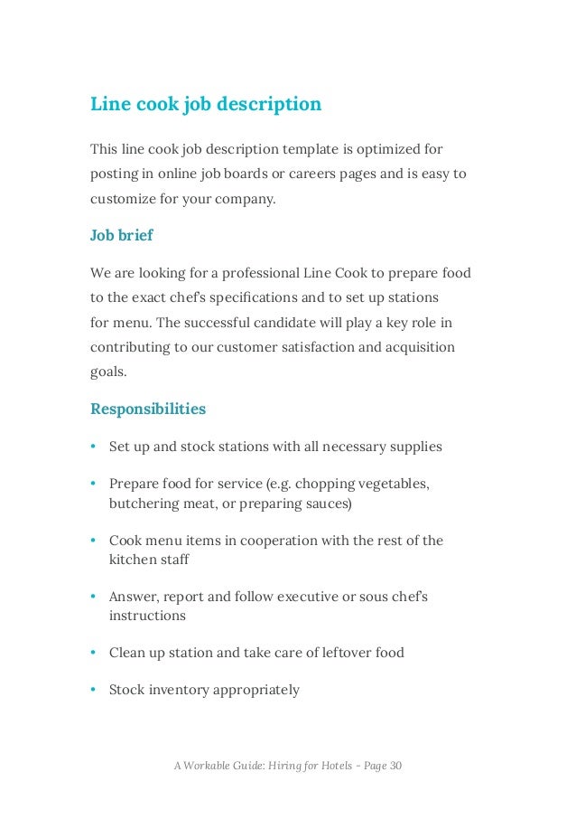 line cook responsibilities