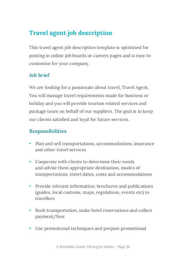 travel agent job description