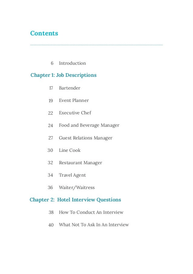 hiring advice for the hotel industry executive chef interview questions