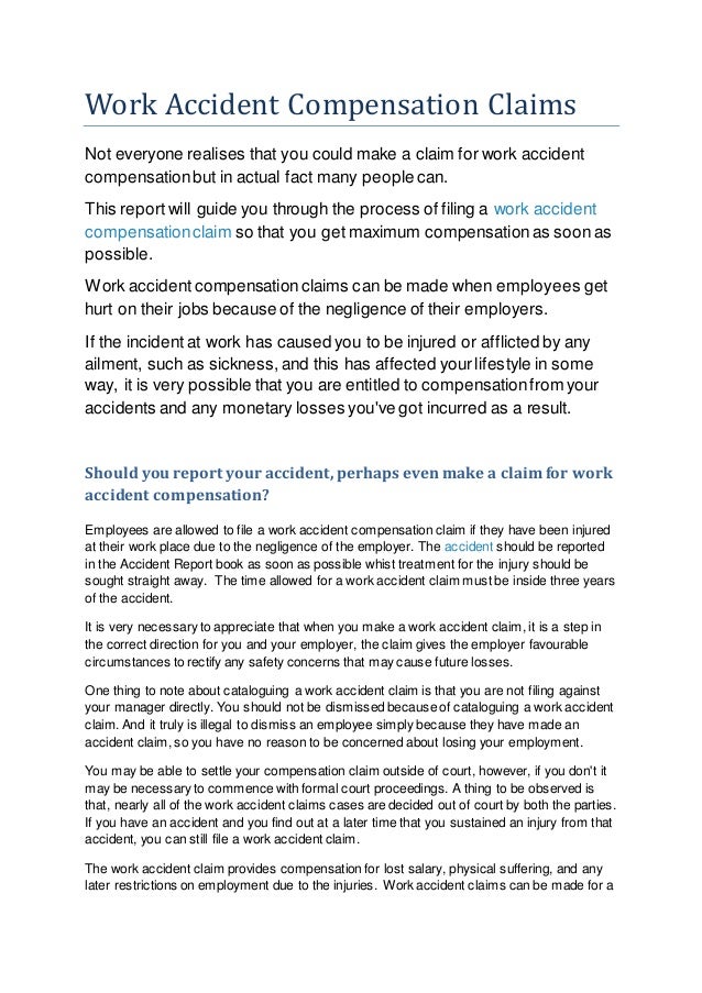 Work Accident Compensation Claims Report