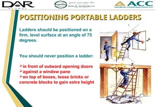 Ladder Posoitoning Comprehensive Safety Training for Work at Height and Scaffold Use | PPT
