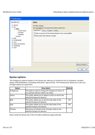 Workbench user guide