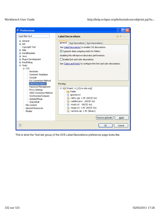 Workbench user guide
