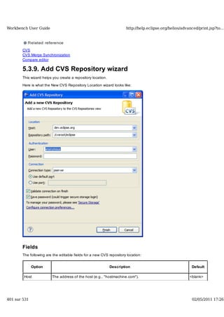 Workbench user guide