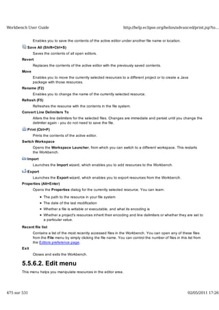 Workbench user guide