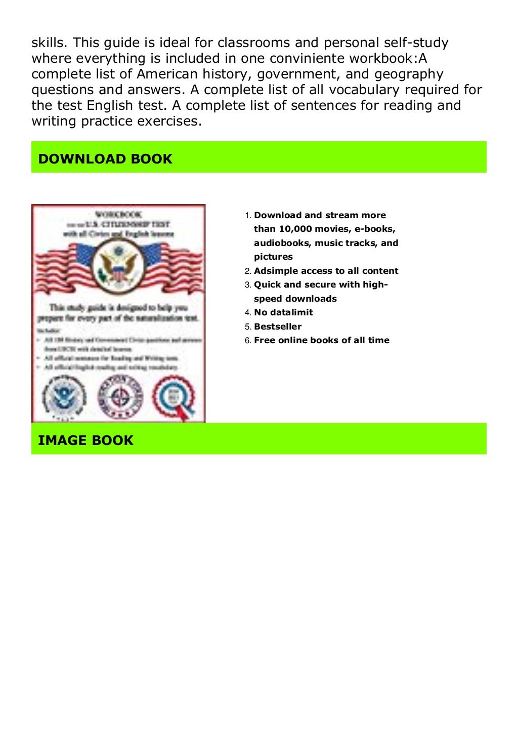 PDF Workbook for the Us Citizenship Test with All Civics and English