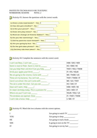 Workbook sesion6 | PDF | Food & Drink