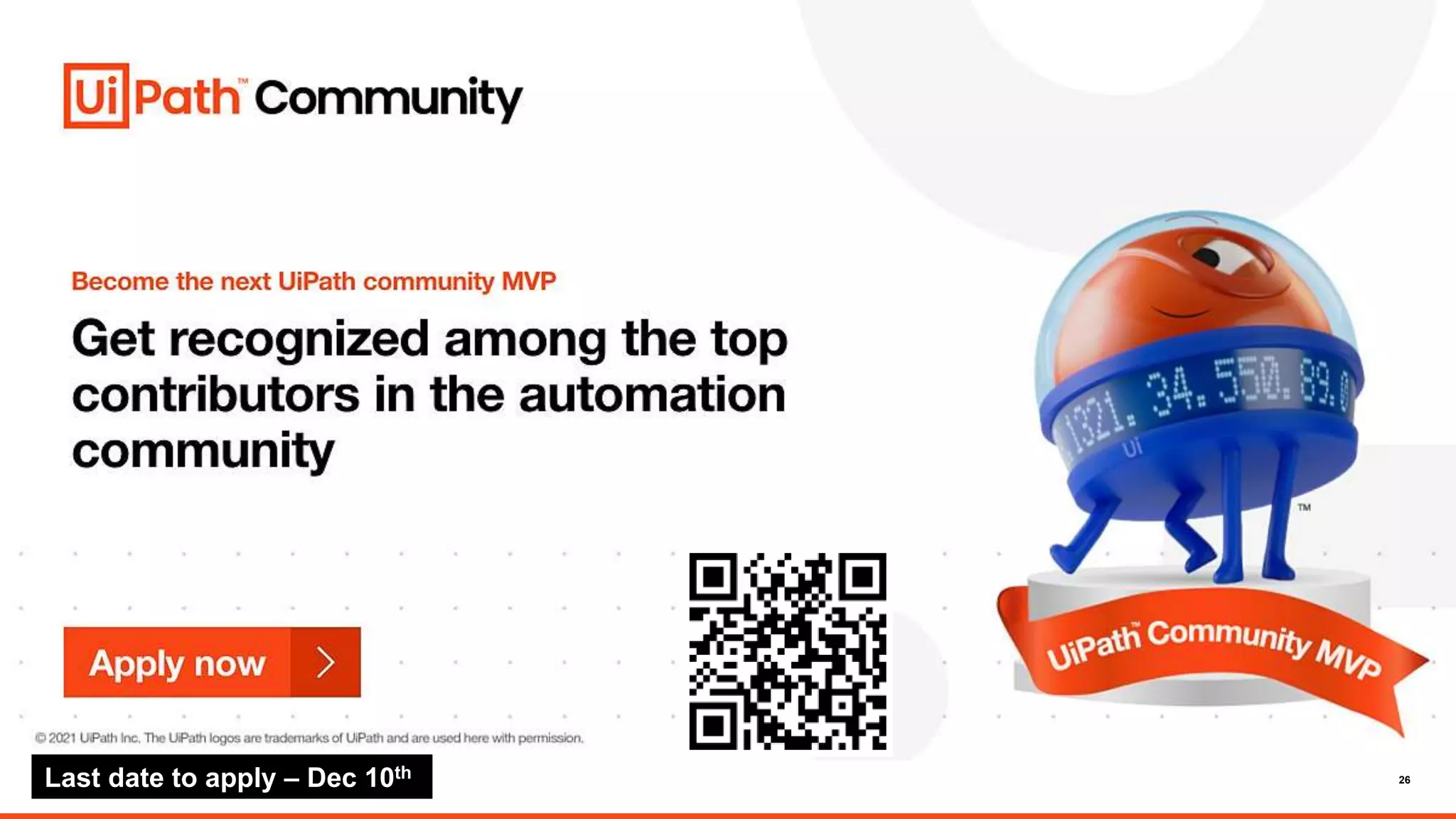 26
Last date to apply – Dec 10th
 