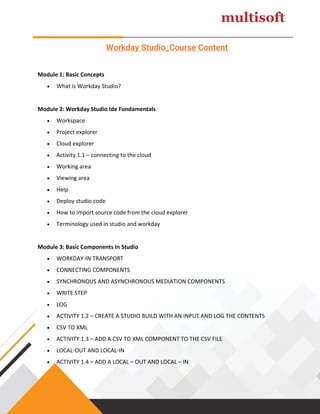Workday Studio_Course Content - Multisoft Systems | PDF