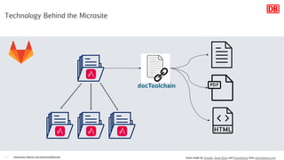 Johannes Dienst (@JohannesDienst)24
Technology Behind the Microsite
Icons made by Freepik, Good Ware and Smashicons from www.flaticon.com
docToolchain
 