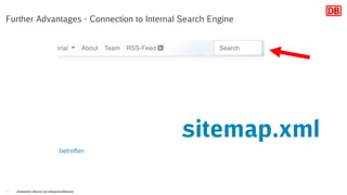 Johannes Dienst (@JohannesDienst)28
Further Advantages - Connection to Internal Search Engine
sitemap.xml
 