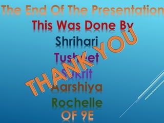 This Was Done By
Shrihari
Tusheet
Sukrit
Aarshiya
Rochelle
 