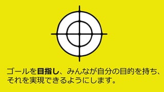 ゴールを目指し、みんなが自分の目的を持ち、
それを実現できるようにします。
 