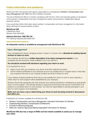 Workcover Act Workers Compensation, Injury Mngt Handbook WA | PDF