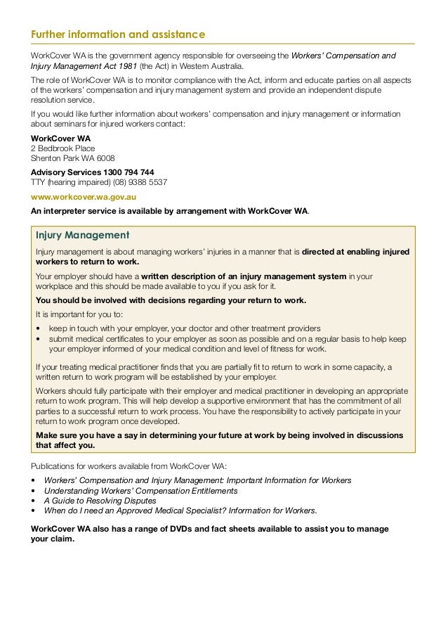 Workers Compensation Injury Mngt Handbook Wa 17