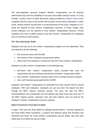 Workers’ compensation program - the texas model | PDF