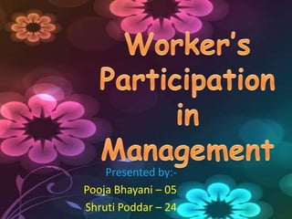 Presented by:Pooja Bhayani – 05
Shruti Poddar – 24

 
