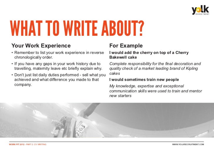 writing about your work experience