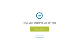 Request a Demo
Tell us your problems, we can help.
workfloplus.com
#evolutionatwork
 