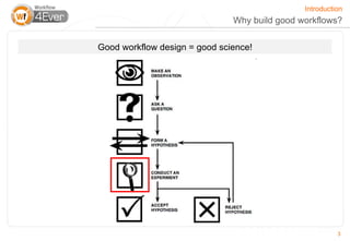 Introduction
                               Why build good workflows?


Good workflow design = good science!




                                                         3
 