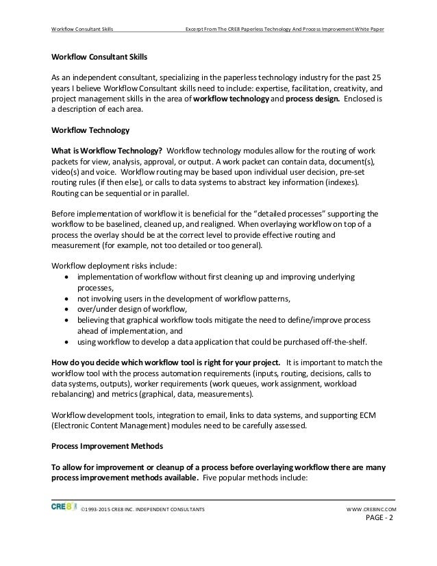 Workflow Consultant Skills Workflow Consultant Skills