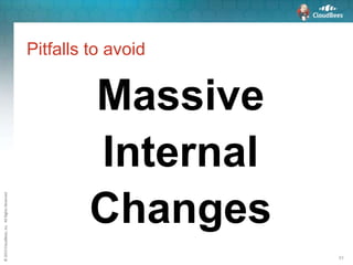 ©2015CloudBees,Inc.AllRightsReserved
51
Pitfalls to avoid
Massive
Internal
Changes
 