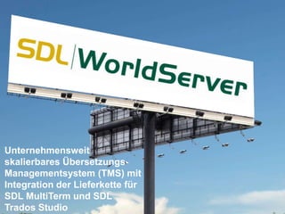 Unternehmensweit
skalierbares Übersetzungs-
Managementsystem (TMS) mit
Integration der Lieferkette für
SDL MultiTerm und SDL
Trados Studio
 