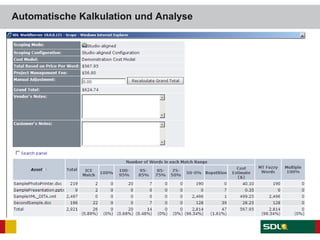 Automatische Kalkulation und Analyse
 