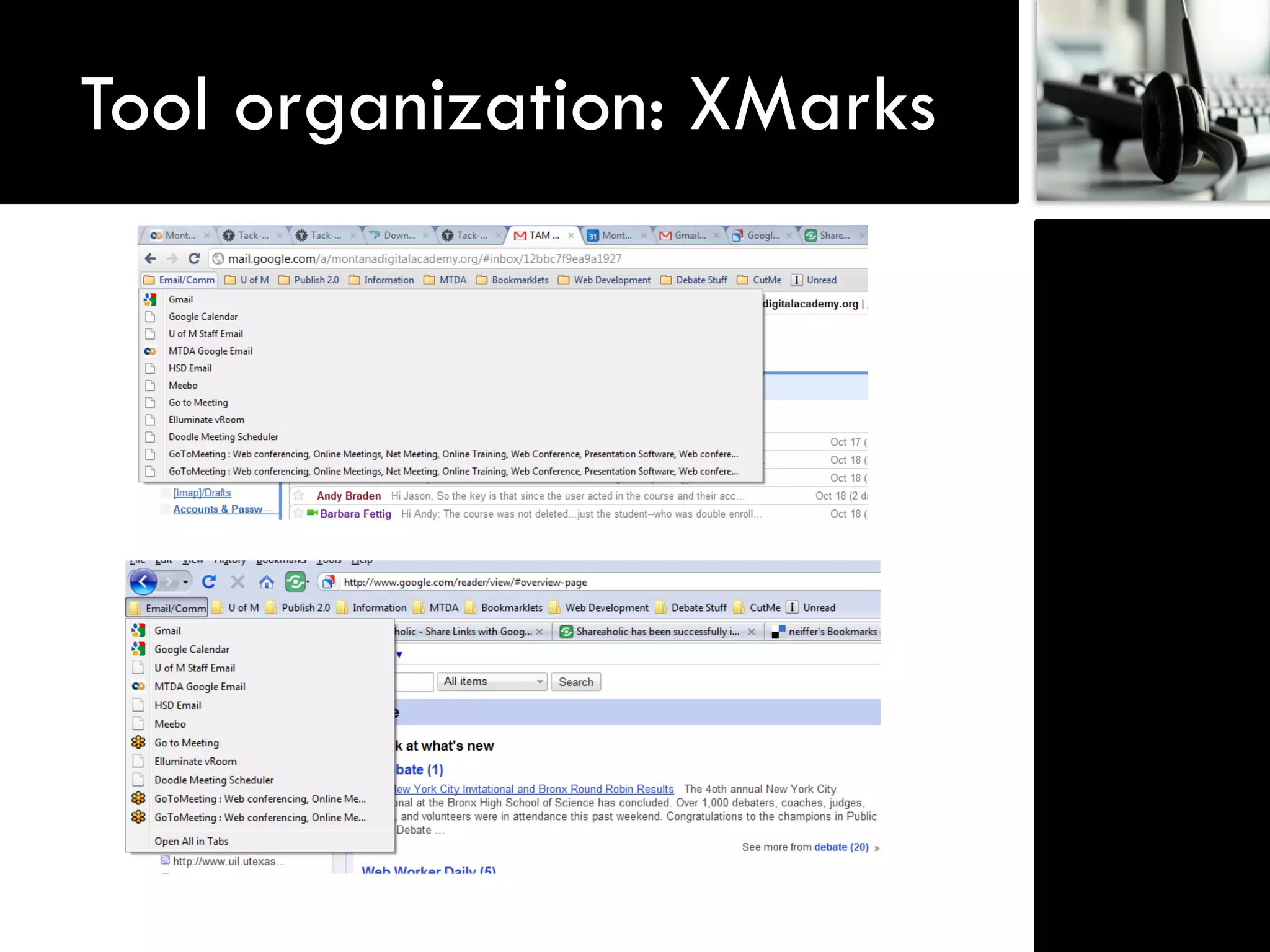 Tool organization: XMarks
 