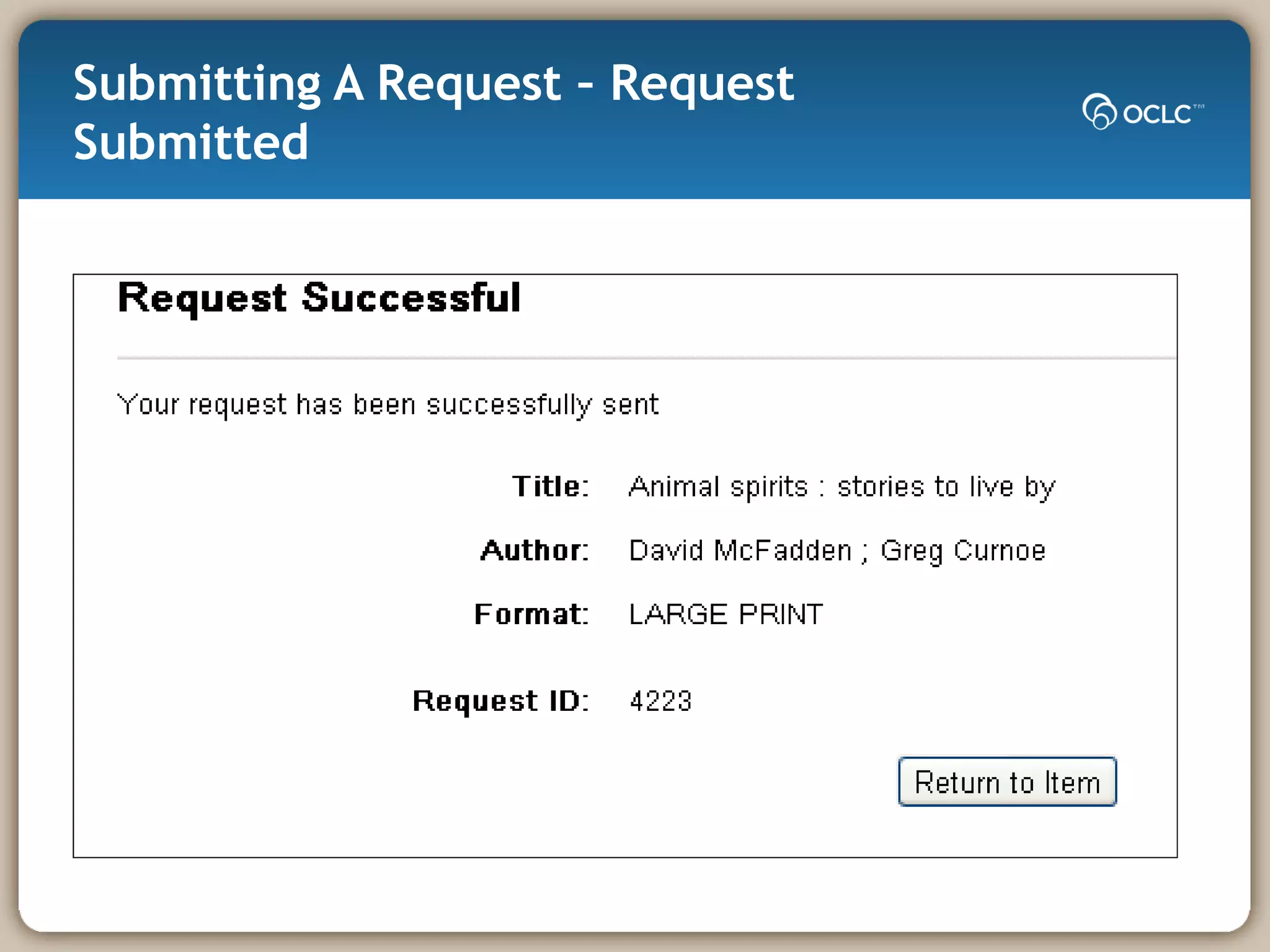 Submitting A Request – Request Submitted 