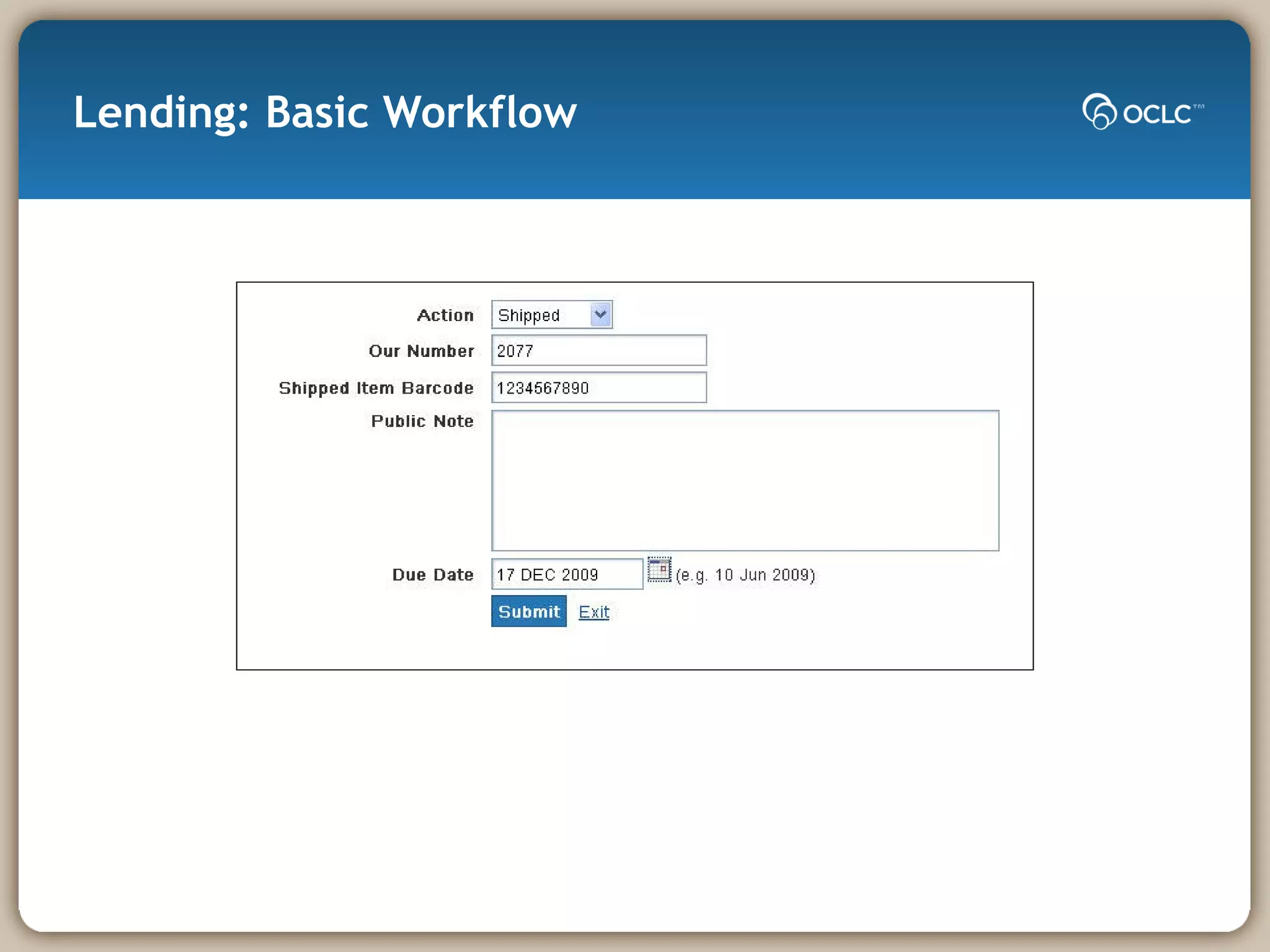 Lending: Basic Workflow 