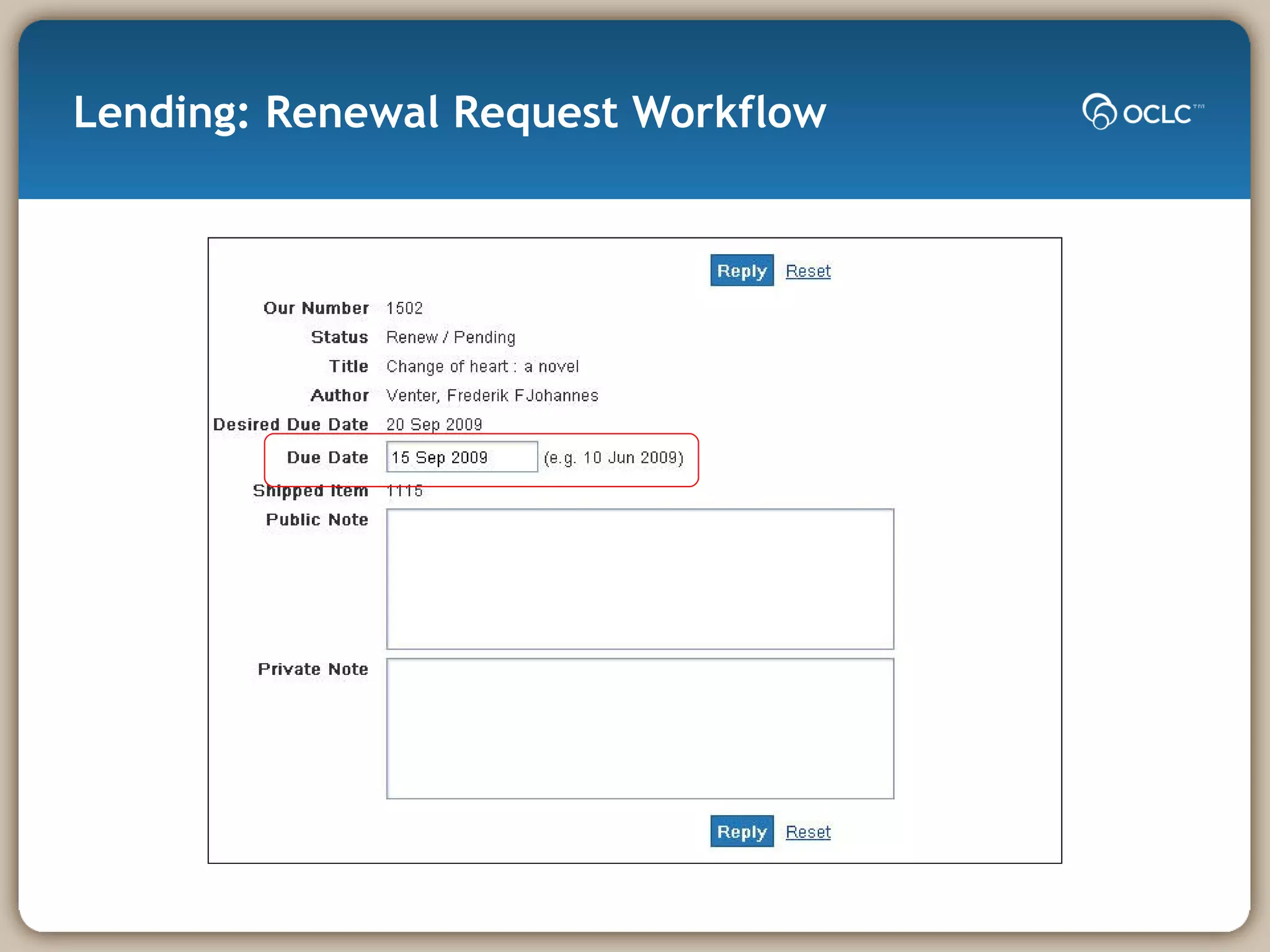 Lending: Renewal Request Workflow 