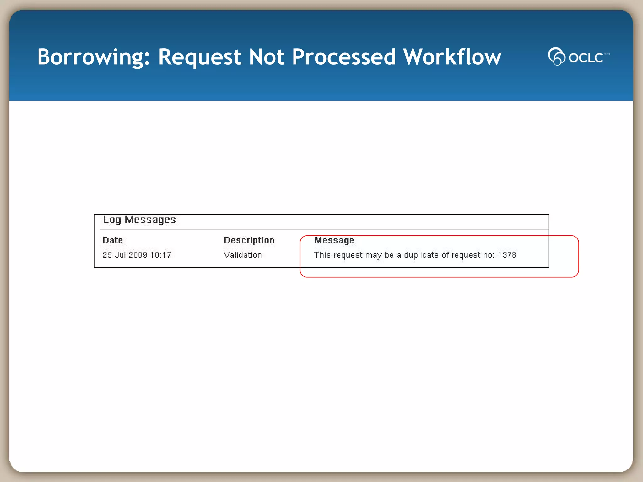 Borrowing: Request Not Processed Workflow 