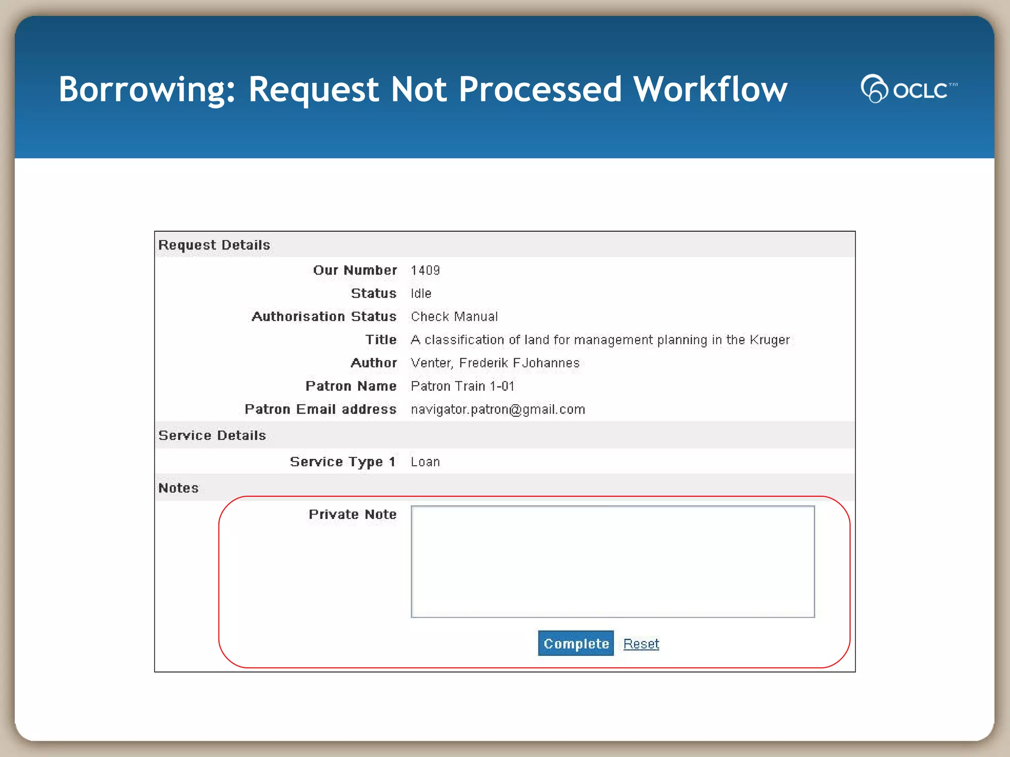 Borrowing: Request Not Processed Workflow 