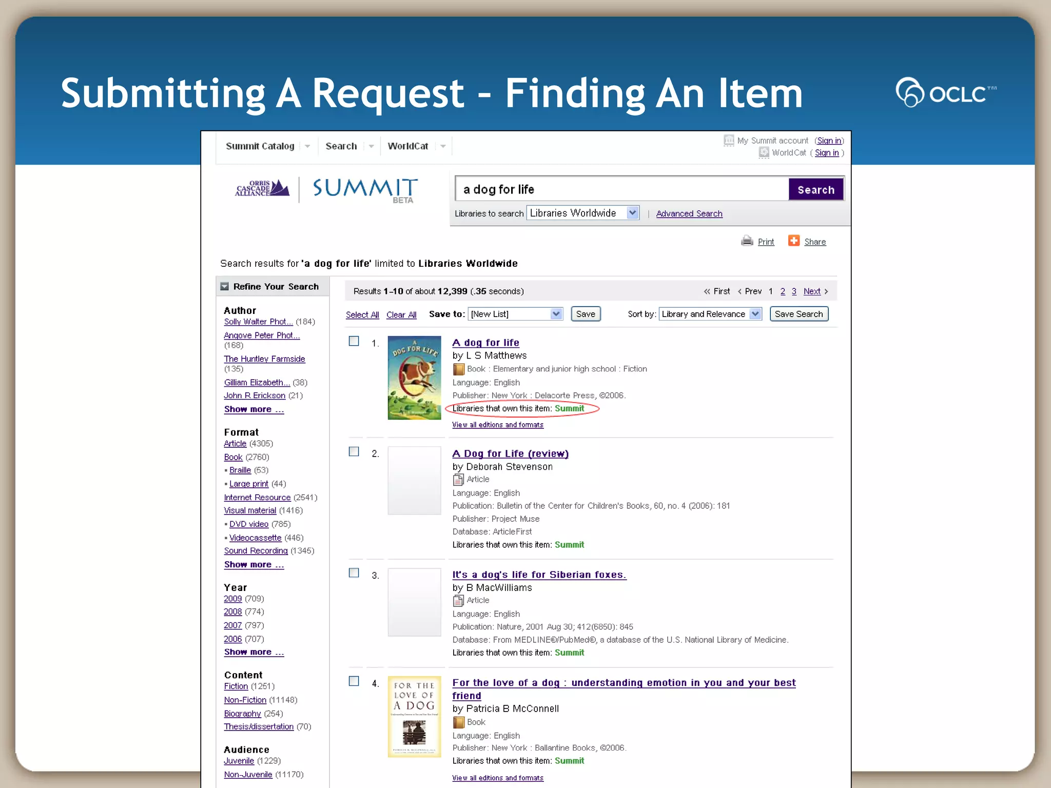 Submitting A Request – Finding An Item 