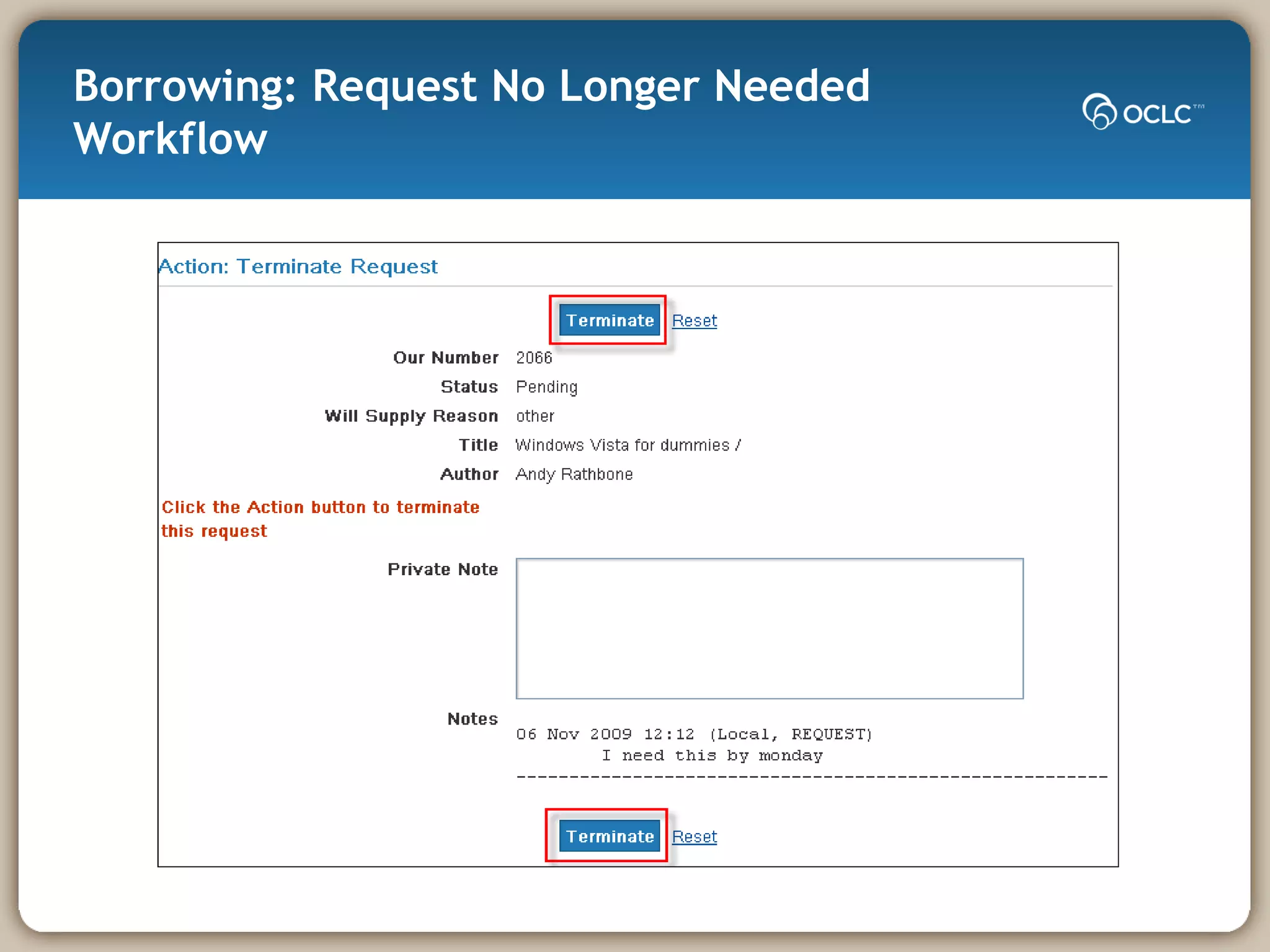 Borrowing: Request No Longer Needed Workflow 