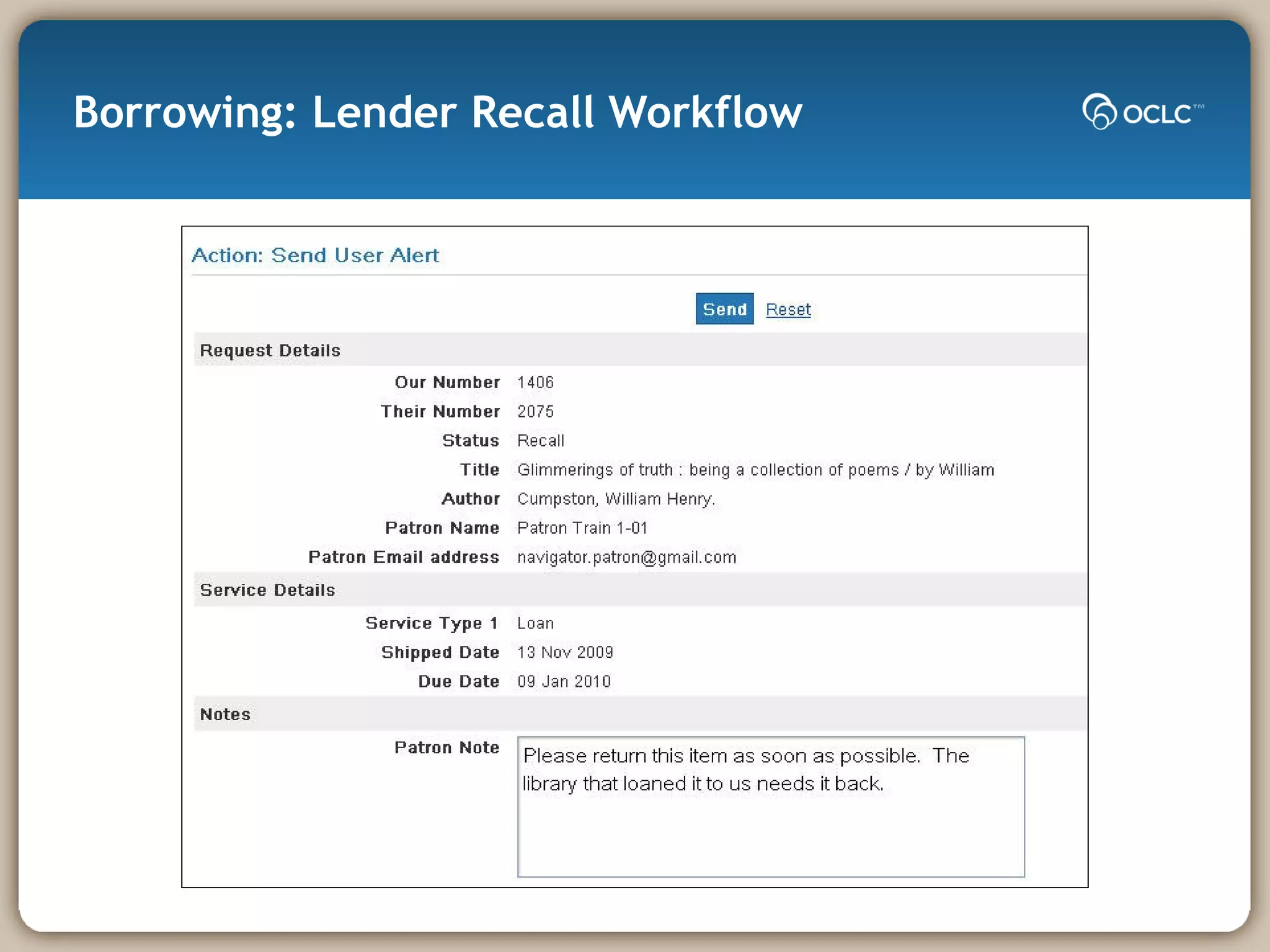 Borrowing: Lender Recall Workflow 