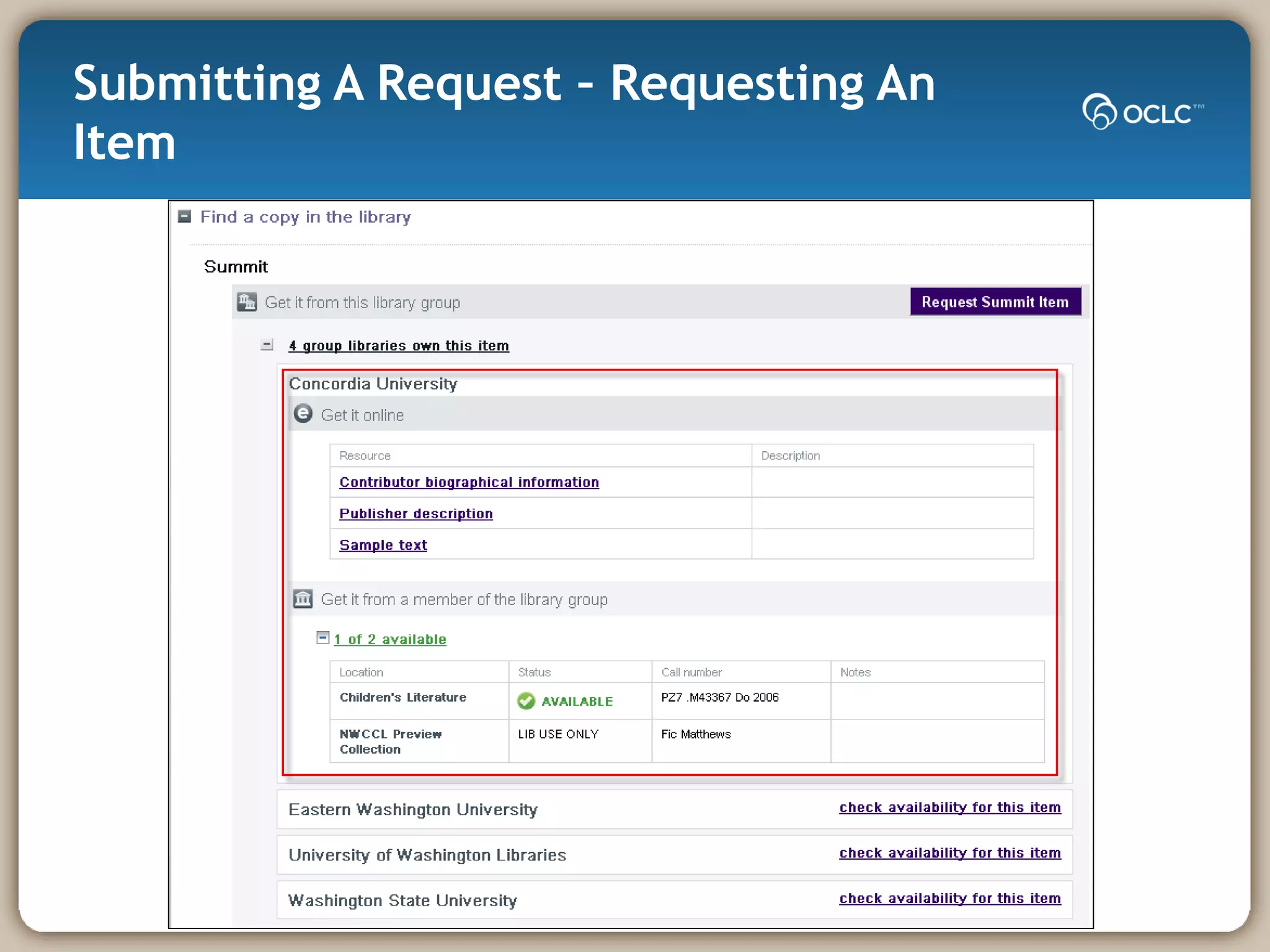 Submitting A Request – Requesting An Item 