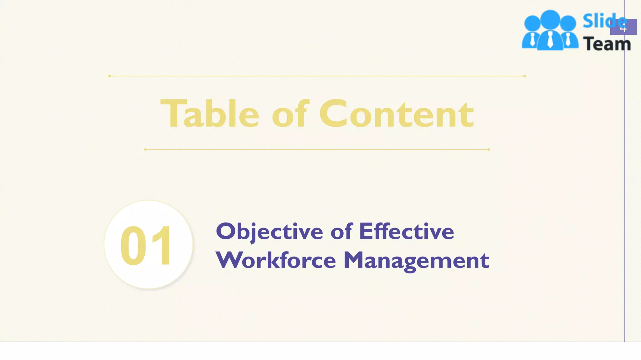 Table of Content
4
Objective of Effective
Workforce Management
01
 