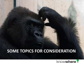 Some topics for consideration