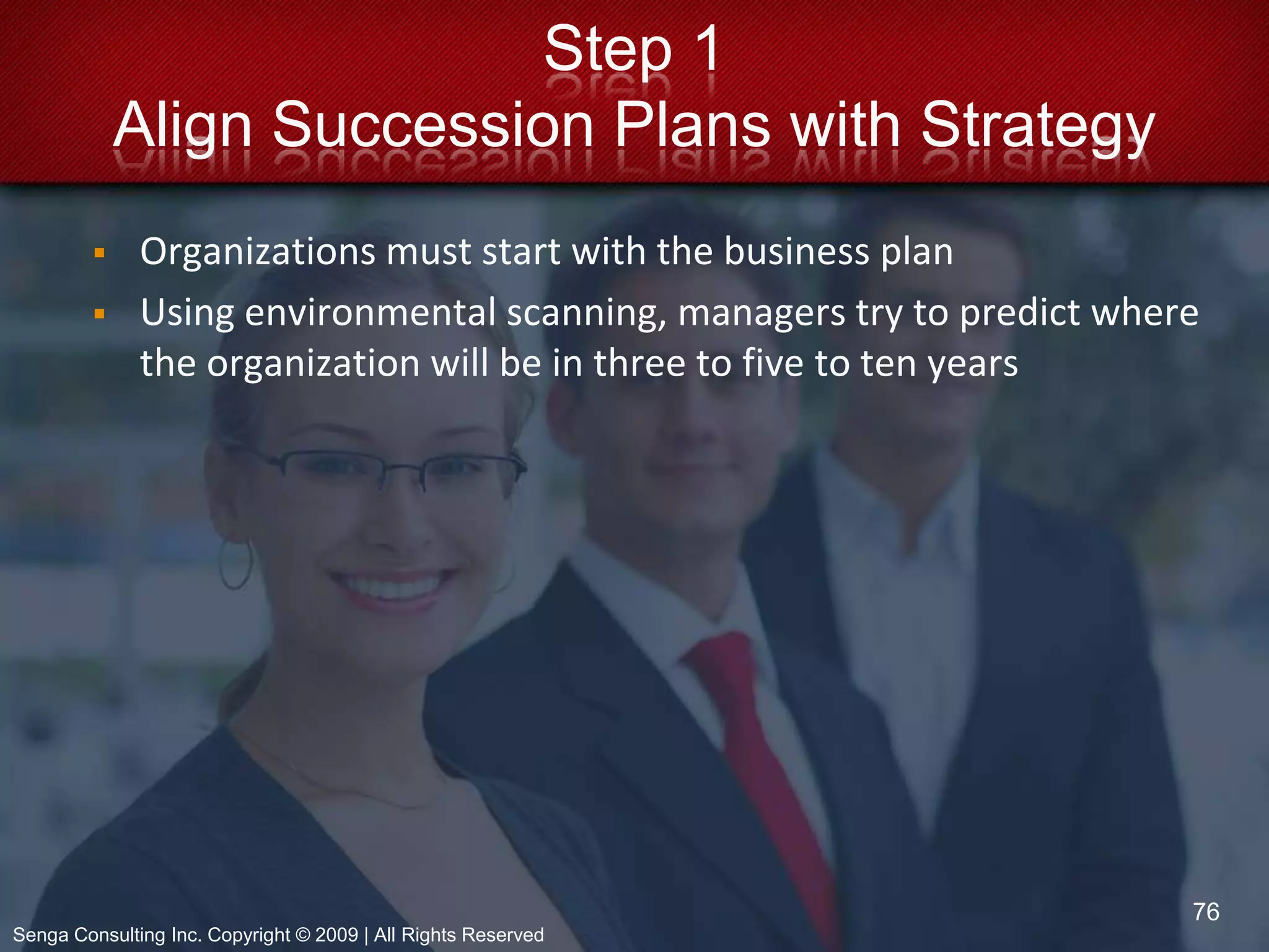 Determine NET HR RequirementsExternal supply requirements =replacement + change supply componentsChange supply =hiring to increase (or decrease) the overall staffing levelReplacement supply =hiring to replace all normal lossesExternal supply =current workforce # x (replacement % per year + change % per year)24Senga Consulting Inc. Copyright © 2009 | All Rights Reserved