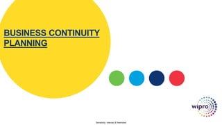 Sensitivity: Internal & Restricted
BUSINESS CONTINUITY
PLANNING
 