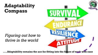 Adaptability
Compass
Figuring out how to
thrive in the world
…..Adaptability remains the ace for fitting into the future of work with ease
 