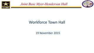 Workforce Town Hall
19 November 2015
Joint Base Myer-Henderson Hall
 