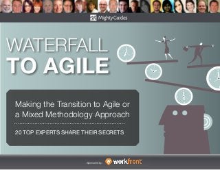 20 TOP EXPERTS SHARE THEIR SECRETS
Sponsored by:
WATERFALL
TO AGILE
Making the Transition to Agile or
a Mixed Methodology Approach
 
