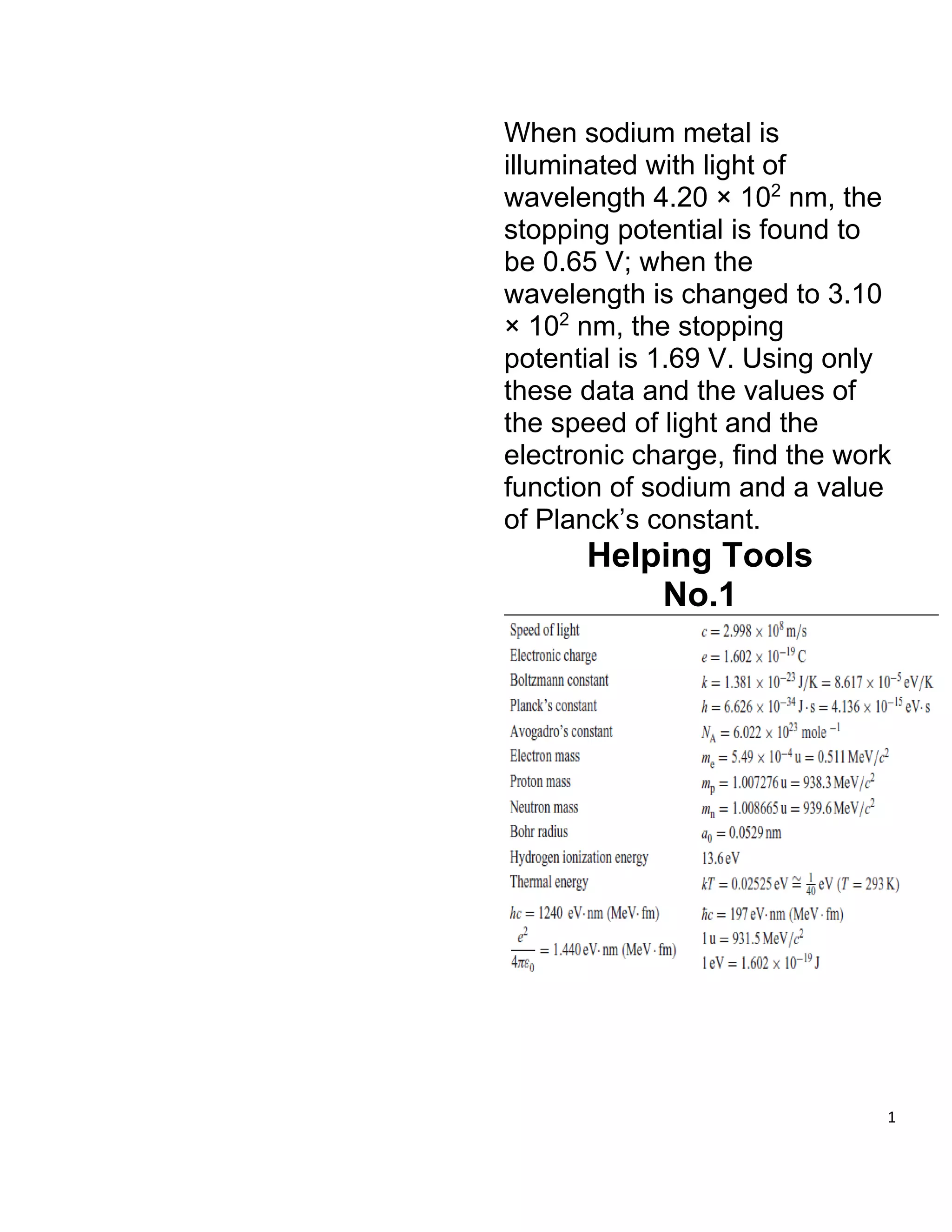 Work function of sodium pdf