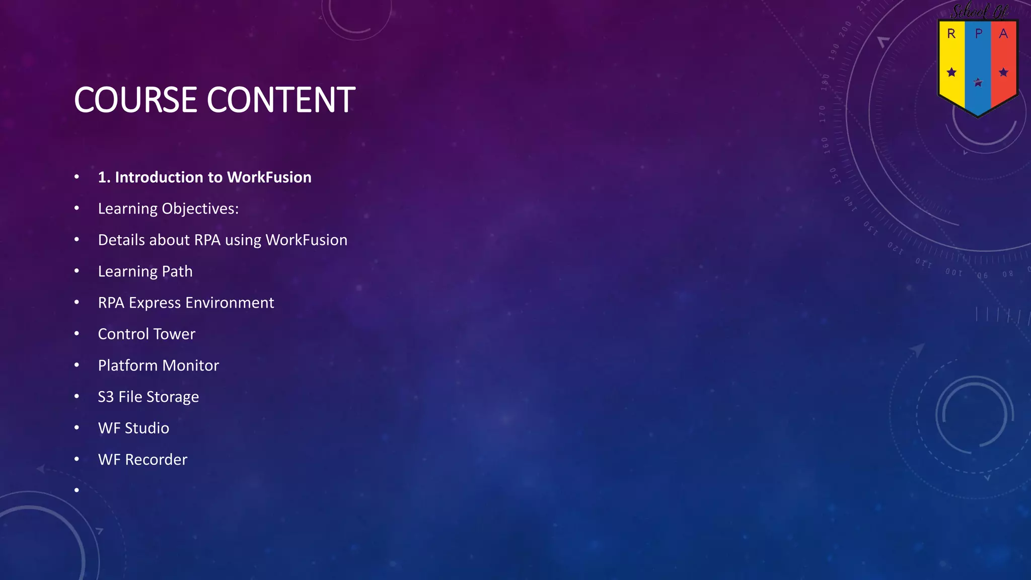 Work fusion course content