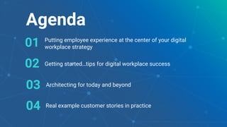 4
Agenda
01
02
Putting employee experience at the center of your digital
workplace strategy
03
Real example customer stories in practice04
Architecting for today and beyond
Getting started…tips for digital workplace success
 