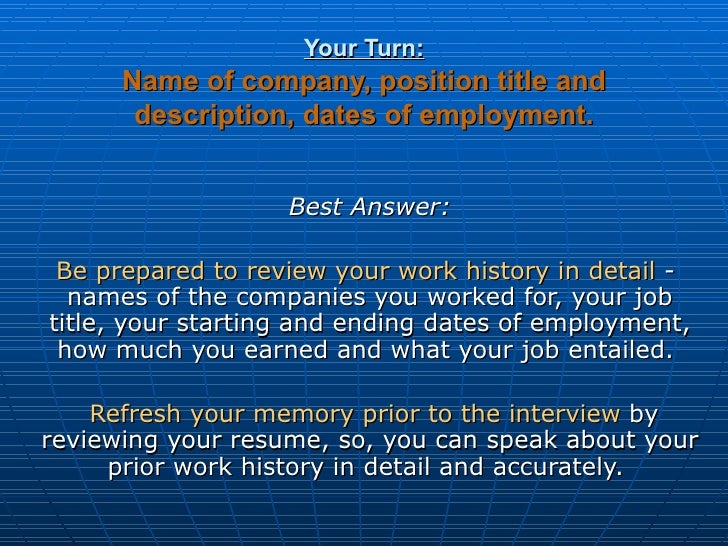 Job Interview: ESL Discussion Lesson - Work History: 1